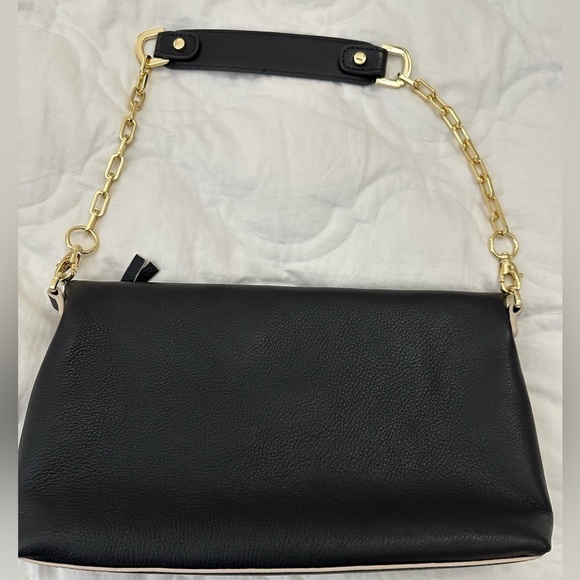 Tory Burch Emerson Foldover Bag removable strap black buttery leather - Picture 8 of 9